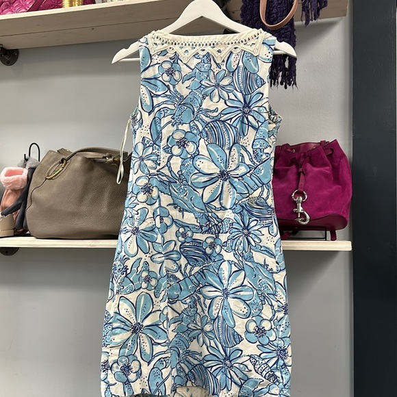 Lilly Pulitzer Jubliee Blue and White Floral Shift Dress Size 4 - Picture 5 of 7